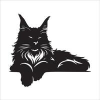 Black and white Relaxed Maine Coon illustration vector