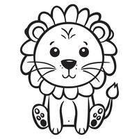 Lion Outline design - A Cute Lion illustration in black and white vector