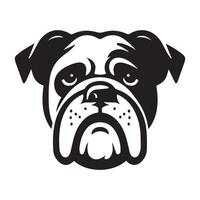 perro silueta - un aburrido buldog cara ilustración en un blanco antecedentes vector