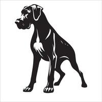 illustration of a Great Dane dog standing in black and white vector