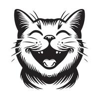 Cat - Laughing American Shorthair Cat illustration logo concept design vector