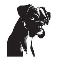 Boxer perro - un Boxer perro suspicaz cara ilustración en negro y blanco vector