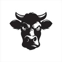 illustration of An angry cow with furrowed brows vector