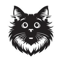 illustration of Surprised Ragdoll cat face in black and white vector