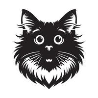 illustration of Surprised Ragdoll cat face in black and white vector