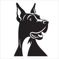 Great Dane Dog - A Great Dane Surprised face illustration in black and white vector