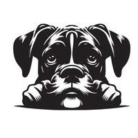 Boxer perro - un Boxer perro aburrido cara ilustración en negro y blanco vector