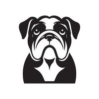 illustration of a A Agitated Bulldog face in black and white vector