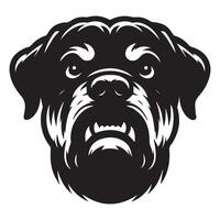 Rottweiler Dog - An Angry Rottweiler Dog face illustration in black and white vector