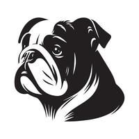 illustration of A Gentle Bulldog face in black and white vector