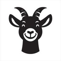 Goat Head - A cheerful goat face with a horn illustration vector