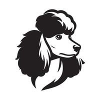 caniche perro logo - un pensativo caniche perro cara ilustración en negro y blanco vector