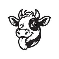 Bull Face Art - A teasing cow face illustration on a white background vector