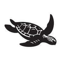 un Tortuga buceo agua contorno diseño en negro y blanco vector