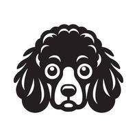 Poodle Dog - A Fearful Poodle Dog face illustration in black and white vector