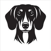 Dachshund Dog - A Dachshund Dog Solemn face illustration in black and white vector