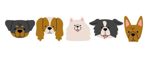Dog heads 7 cute on a background, illustration. vector