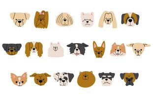 Dog heads collection 2 on a white background, illustration. vector