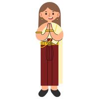 Thai traditional costume 3 on a white background, illustration. vector