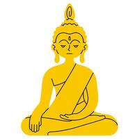 Buddha statue cute on a white background, illustration. vector
