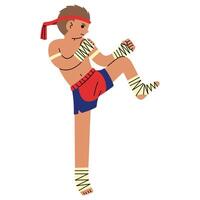 Thai boxing cute on a white background, illustration. vector