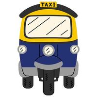 Tuk tuk taxi cute on a white background, illustration. vector