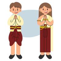 Thai traditional costume cute on a white background, illustration. vector