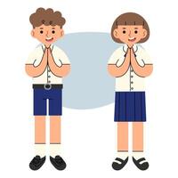 Thai school uniform cute on a white background, illustration. vector