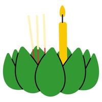 Loy kratong festival thailand cute on a white background, illustration. vector