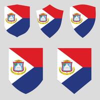 Set of Sint Maarten Flag in Shield Shape vector
