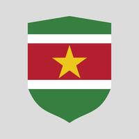 Surinam bandera en proteger forma marco vector