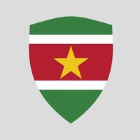 Surinam bandera en proteger forma marco vector