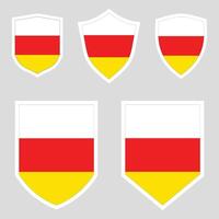 Set of South Ossetia Flag in Shield Shape Frame vector