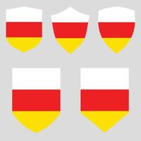 Set of South Ossetia Flag in Shield Shape Frame vector