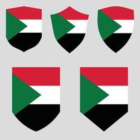 Set of Sudan Flag in Shield Shape Frame vector