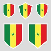 Set of Senegal Flag in Shield Shape Frame vector