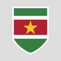 Surinam bandera en proteger forma marco vector