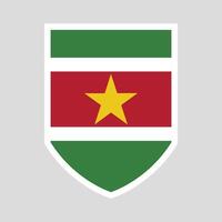 Suriname Flag in Shield Shape Frame vector