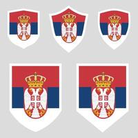 Set of Serbia Flag in Shield Shape Frame vector