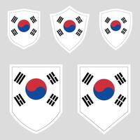 Set of South Korea Flag in Shield Shape vector