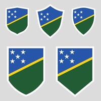 Set of Solomon Islands Flag in Shield Shape vector