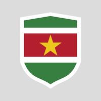 Suriname Flag in Shield Shape Frame vector