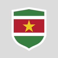 Suriname Flag in Shield Shape Frame vector