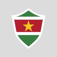 Suriname Flag in Shield Shape Frame vector