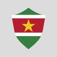 Surinam bandera en proteger forma marco vector