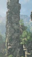 A stunning rock formation nestled in the heart of a lush Chinese forest video