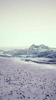 dramatisch winter donker woestijn steppe Aan een hoogland berg plateau video