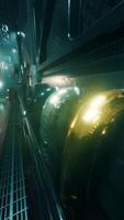 Background Science fiction interior. Sci-fi spaceship corridors. 3d rendering video