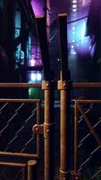 zacht wazig kleurrijk licht omhoog bokeh teken bord langs gebouw in stad nachtleven video