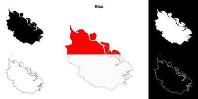 Riau province outline map set vector